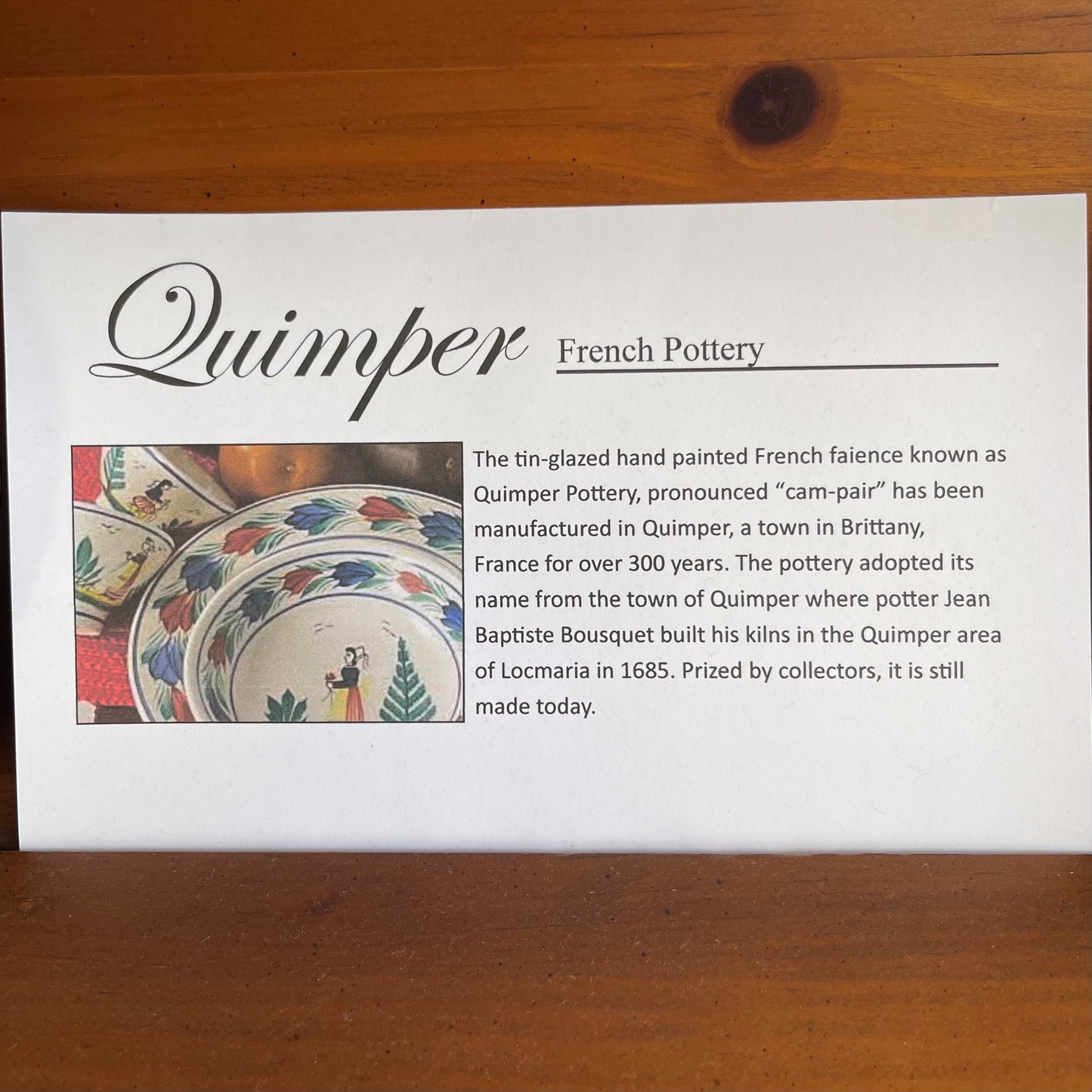 Quimper Pitcher (Item Number 0002)