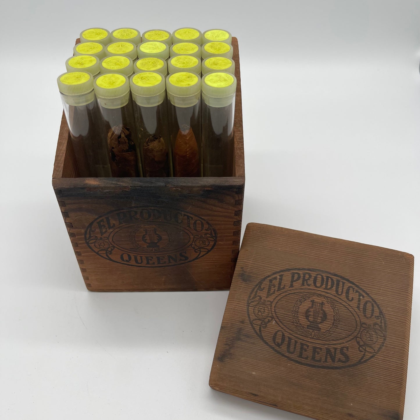 Antique Cigar Box with Glass Cigar Tubes (Item Number 0115)