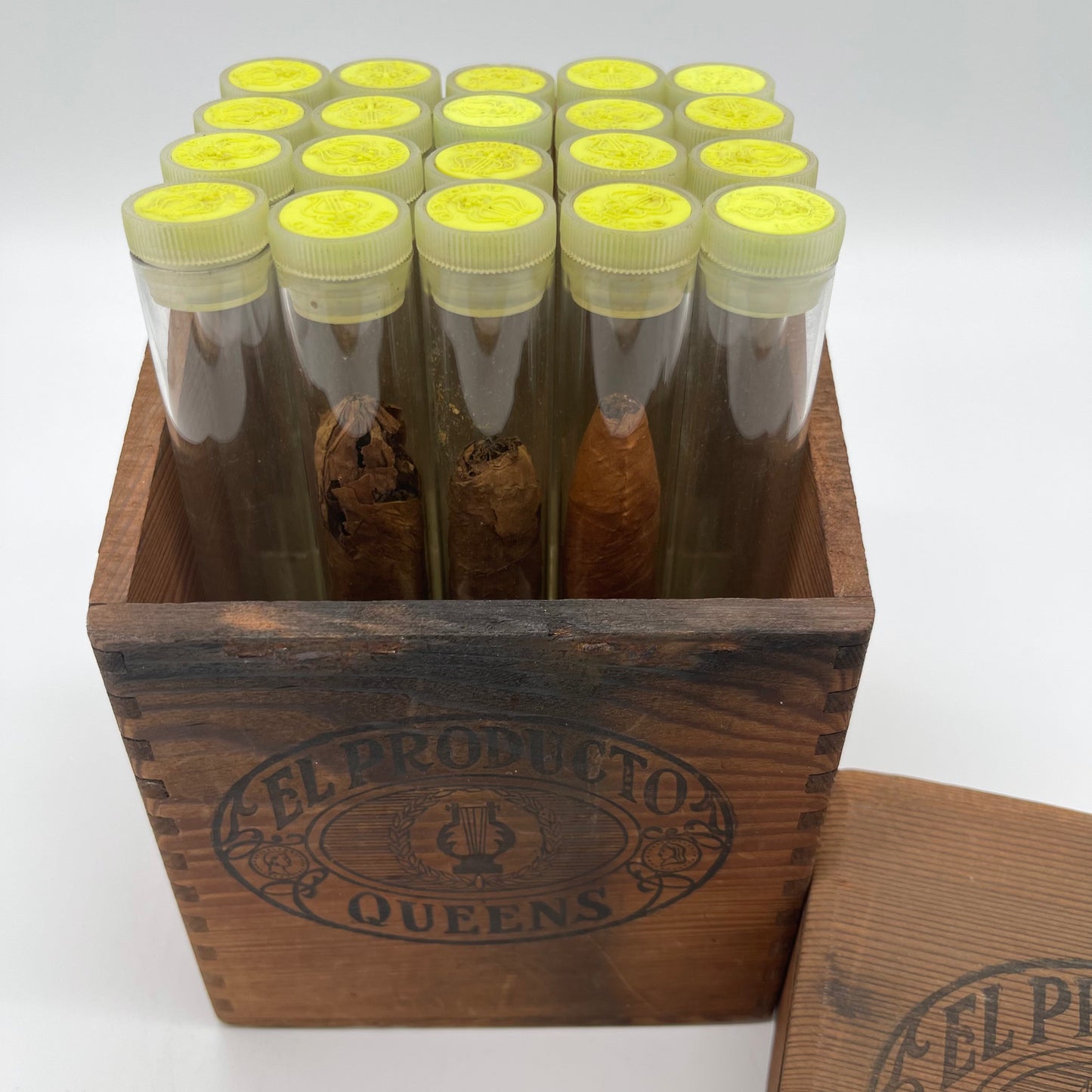 Antique Cigar Box with Glass Cigar Tubes (Item Number 0115)