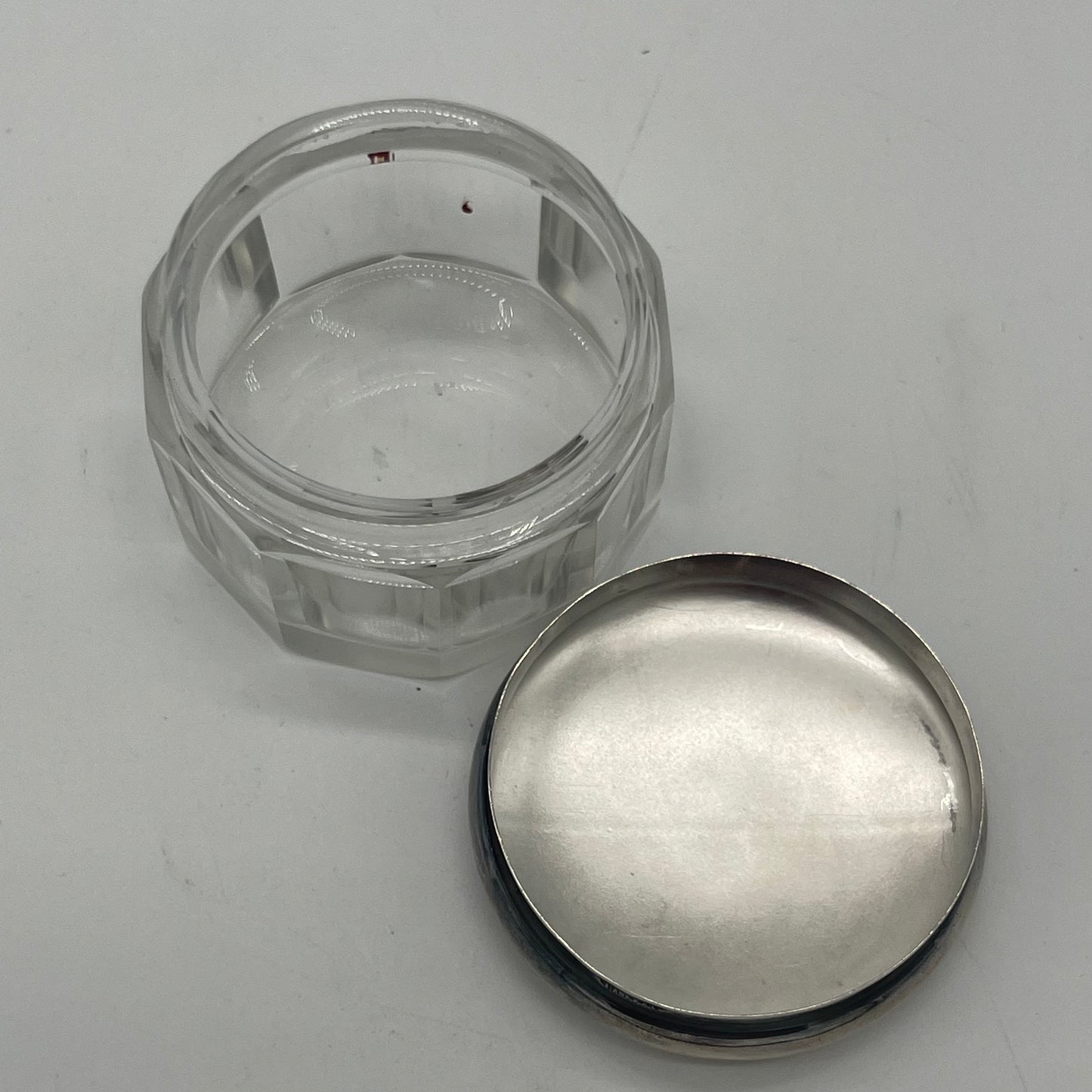 Crystal Rouge Pot with Monogrammed Sterling Lid (Item Number 0051)
