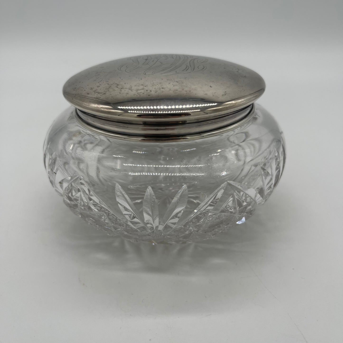 Waterford Crystal Powder Jar with Sterling Monogrammed Lid (Item Number 0054)