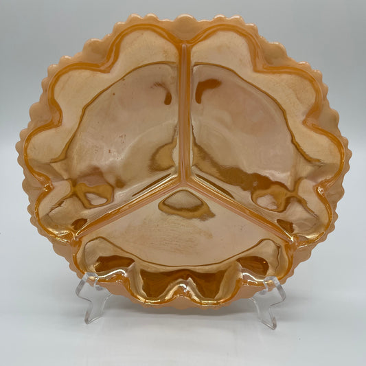 Fire King Peach Lustre Shell Divided Plate (Item Number 0089)