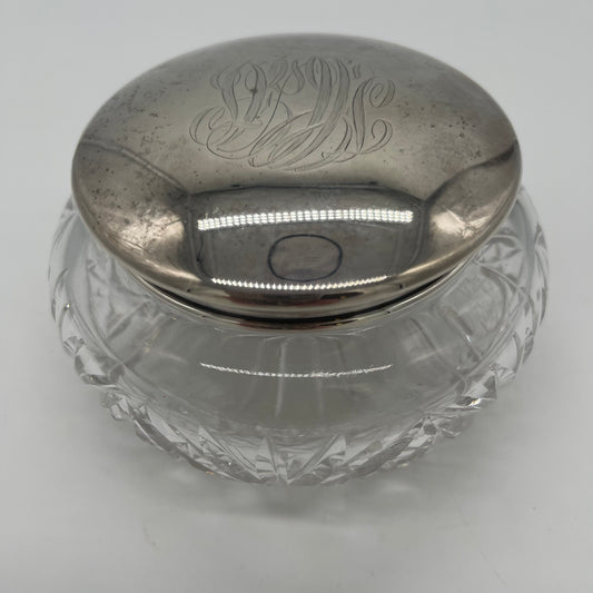 Waterford Crystal Powder Jar with Sterling Monogrammed Lid (Item Number 0054)
