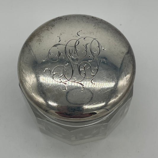 Crystal Rouge Pot with Monogrammed Sterling Lid (Item Number 0051)